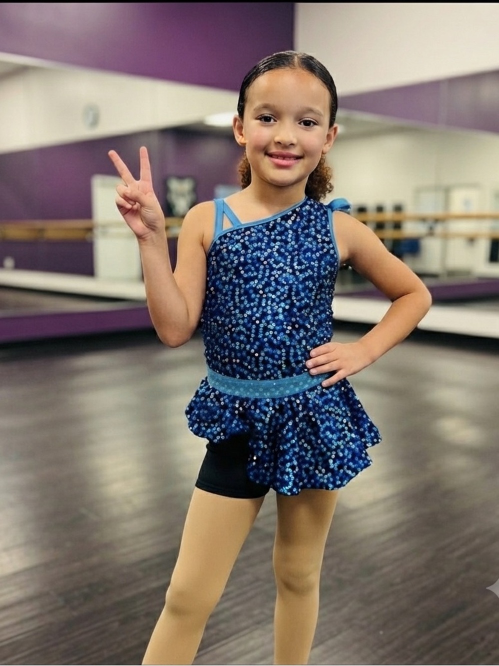 Blue sequence leotard